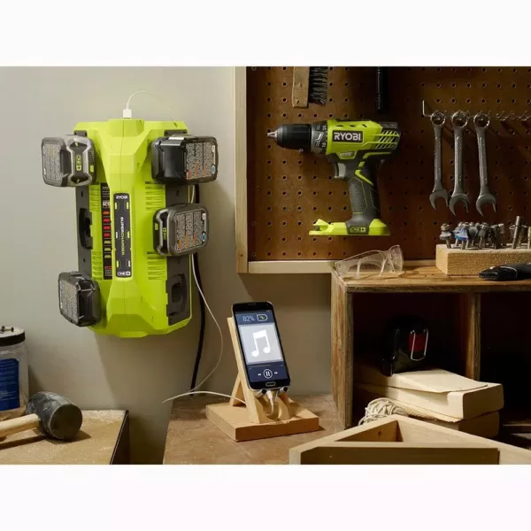 RYOBI 18-Volt ONE+ 6-Port Dual Chemistry IntelliPort SUPERCHARGER with USB Port