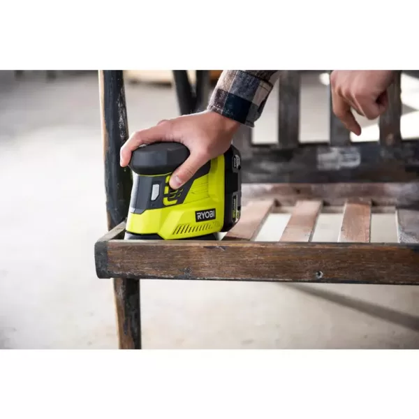 RYOBI 18-Volt ONE+ Lithium-Ion Cordless 1/4 Sheet Sander w/Dust Bag and Corner Cat Finish Sander (Tools Only)