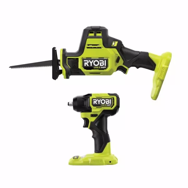 RYOBI ONE+ HP 18V Brushless Cordless Compact 2-Tool Combo Kit with One-Handed Recip Saw and 3/8 in. Impact Wrench (Tools Only)