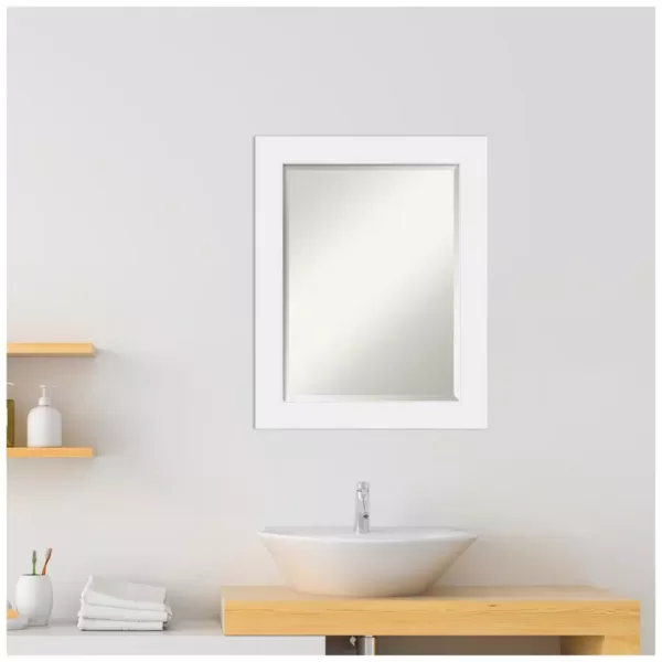 Amanti Art Corvino 23 in. W x 29 in. H Framed Rectangular Beveled Edge Bathroom Vanity Mirror in Satin White