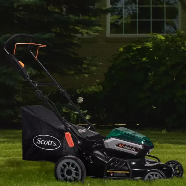 Scotts 21 in. 62-Volt Lithium-Ion Cordless Battery Walk Behind Push Mower with 5 Ah Battery and Charger Included