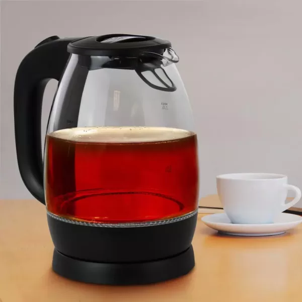 Better Chef 7-Cup Black and Clear Glass Cordless Electric Tea Kettle