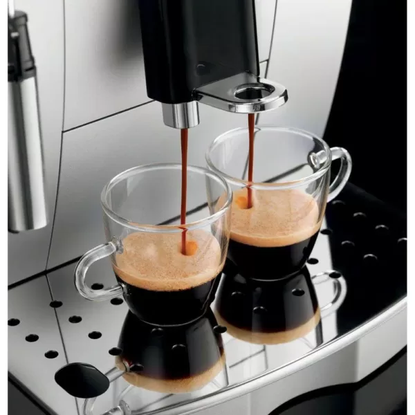 DeLonghi Magnifica XS Compact Fully Automatic Black and Silver Espresso Machine and Cappuccino Maker