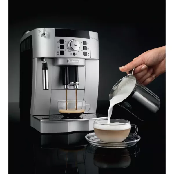 DeLonghi Magnifica XS Compact Fully Automatic Black and Silver Espresso Machine and Cappuccino Maker