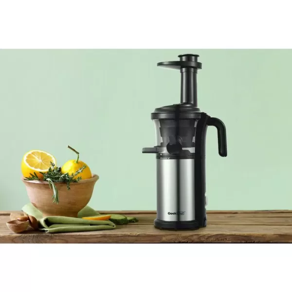 Boyel Living 200 W Stainless Steel Slow Masticating Juicer with Quiet Motor and Reverse Function, Silver