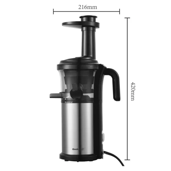 Boyel Living 200 W Stainless Steel Slow Masticating Juicer with Quiet Motor and Reverse Function, Silver