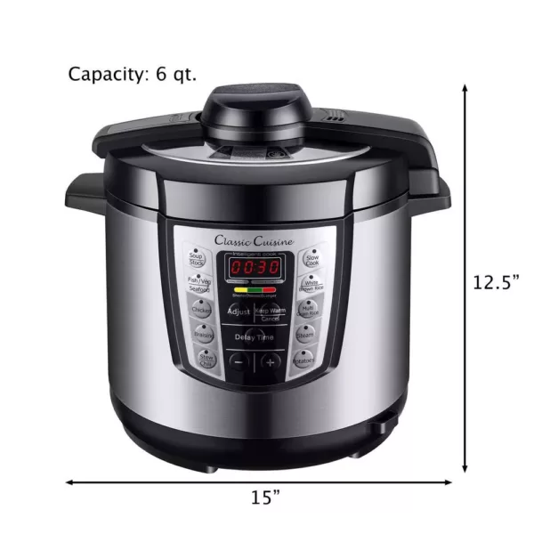 Classic Cuisine 4-in-1 Multi-Function 6 Qt. Silver Electric Pressure Cooker