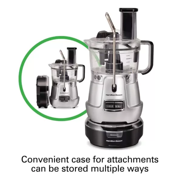 Hamilton Beach Stack & Snap 8-Cup 3-Speed Silver Food Processor with Built-in Bowl Scraper