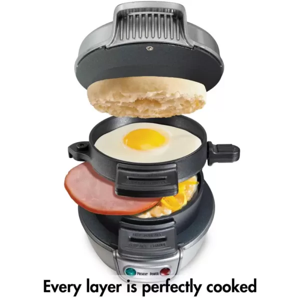 Hamilton Beach 600 W Silver Non-Stick Breakfast Sandwich Maker