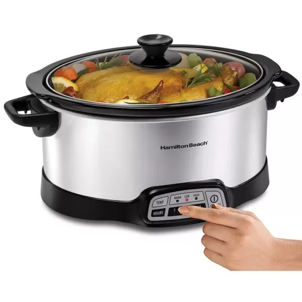 Hamilton Beach 6 Qt. Programmable Silver Slow Cooker with Temperature Settings