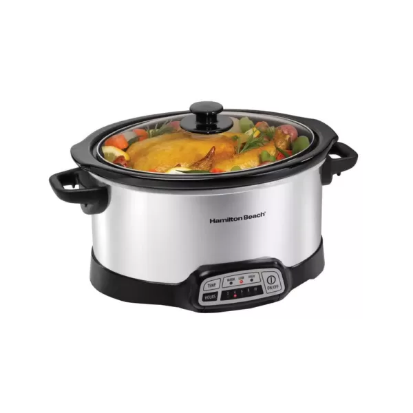 Hamilton Beach 6 Qt. Programmable Silver Slow Cooker with Temperature Settings