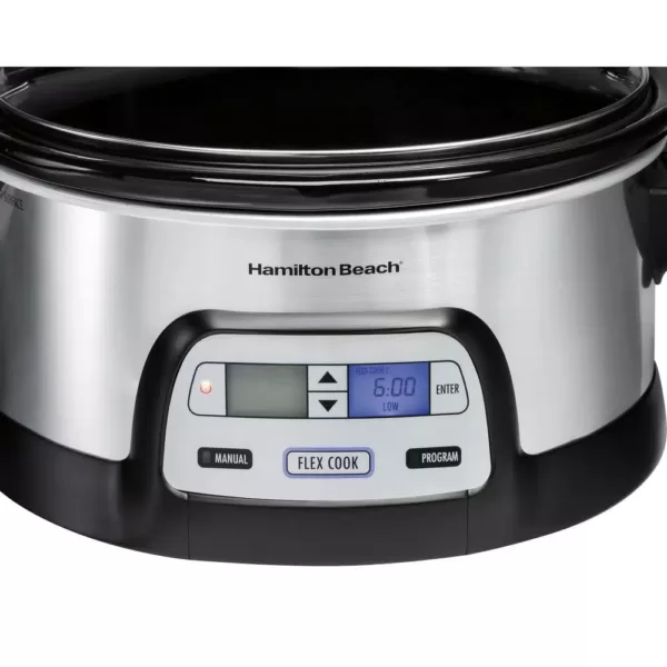 Hamilton Beach FlexCook 6 Qt. Silver Programmable Slow Cooker with Temperature Controls