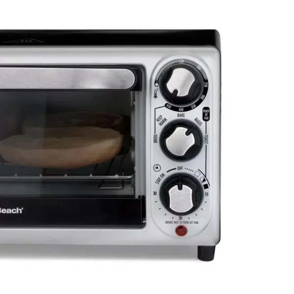 Hamilton Beach 1100 W 4-Slice Stainless Steel and Black Toaster Oven