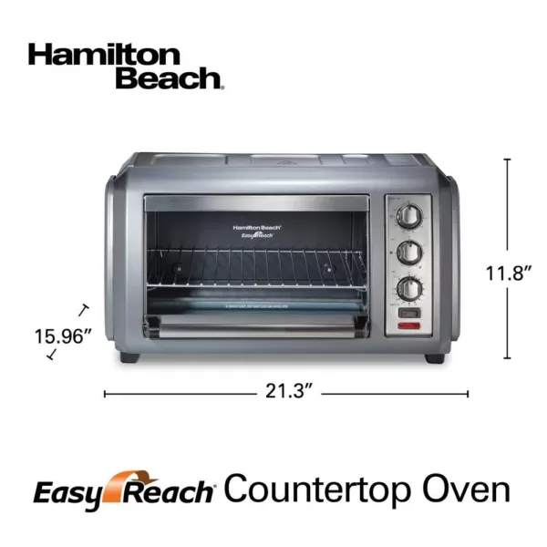 Hamilton Beach Easy Reach 1500-Watts 6-Slice Grey Toaster Oven with Roll-Top Door