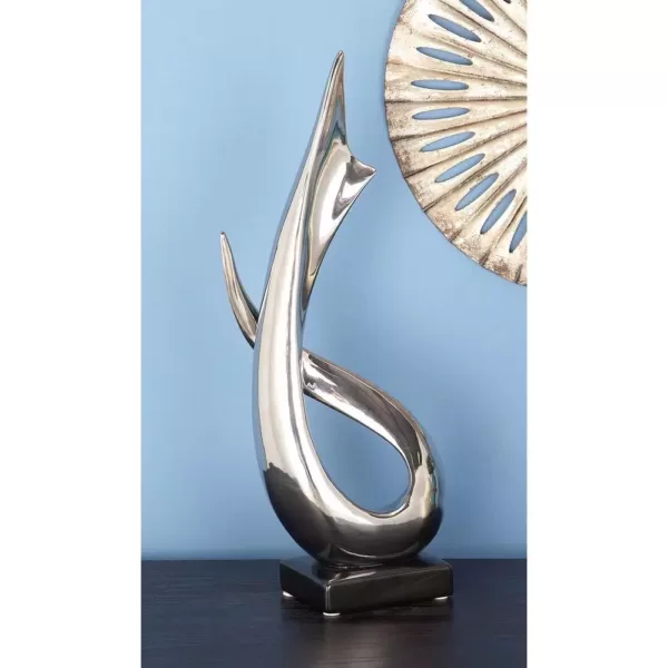 LITTON LANE 17 in. x 8 in. Abstract Decorative Statue in Silver Ceramic