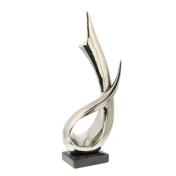 LITTON LANE 17 in. x 8 in. Abstract Decorative Statue in Silver Ceramic