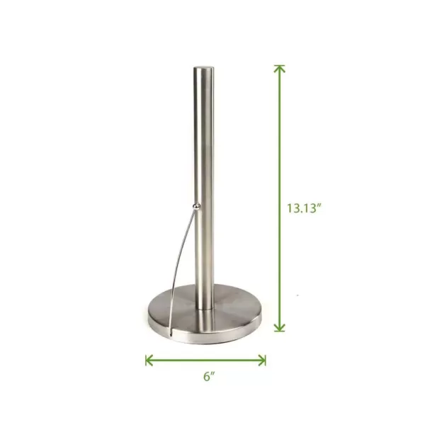 Mind Reader Free Standing Stainless Steel Paper Towel Holder Heavy Bottom in Silver