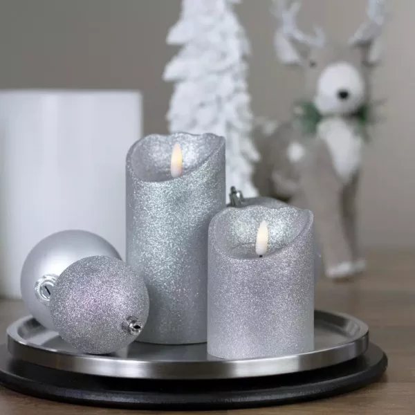 Northlight 4 in. Silver Glitter Flameless Battery Operated Christmas Decor Candle