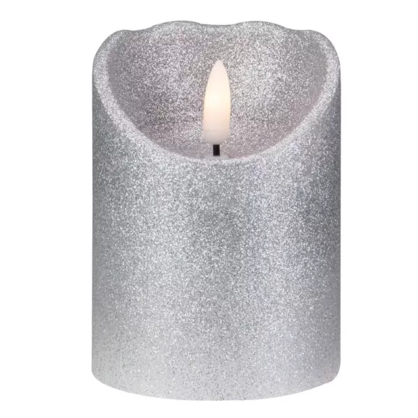 Northlight 4 in. Silver Glitter Flameless Battery Operated Christmas Decor Candle