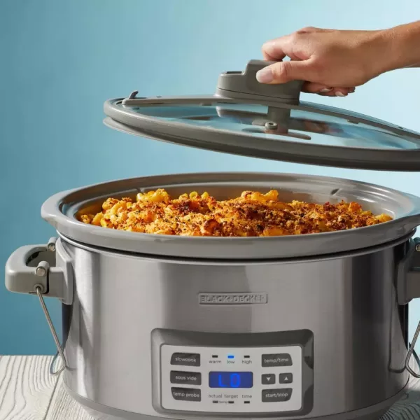 BLACK+DECKER 7 Qt. Stainless Steel Electric Slow Cooker with Temperature Probe and Precision Sous-Vide