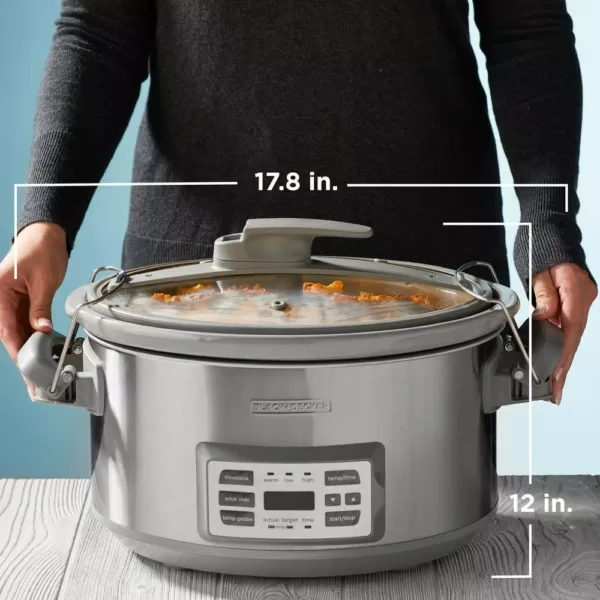 BLACK+DECKER 7 Qt. Stainless Steel Electric Slow Cooker with Temperature Probe and Precision Sous-Vide