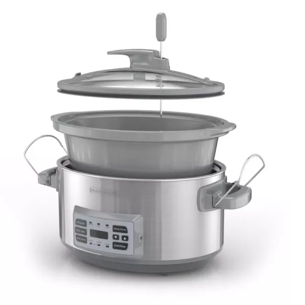 BLACK+DECKER 7 Qt. Stainless Steel Electric Slow Cooker with Temperature Probe and Precision Sous-Vide