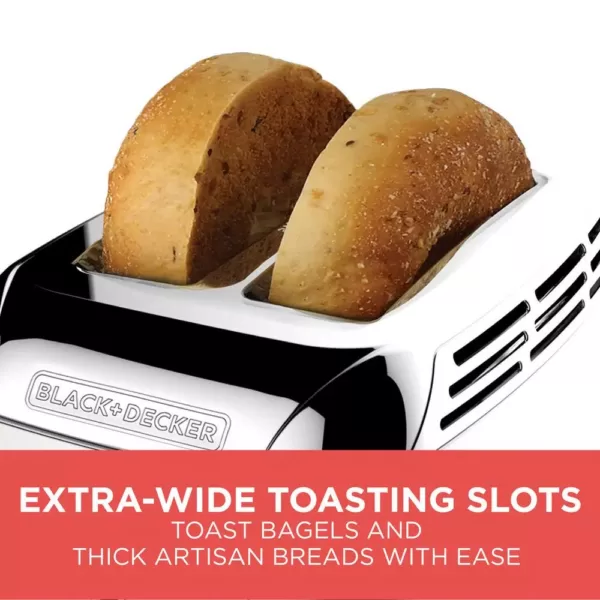 BLACK+DECKER Rapid Toast 2-Slice Stainless Steel Wide Slot Toaster