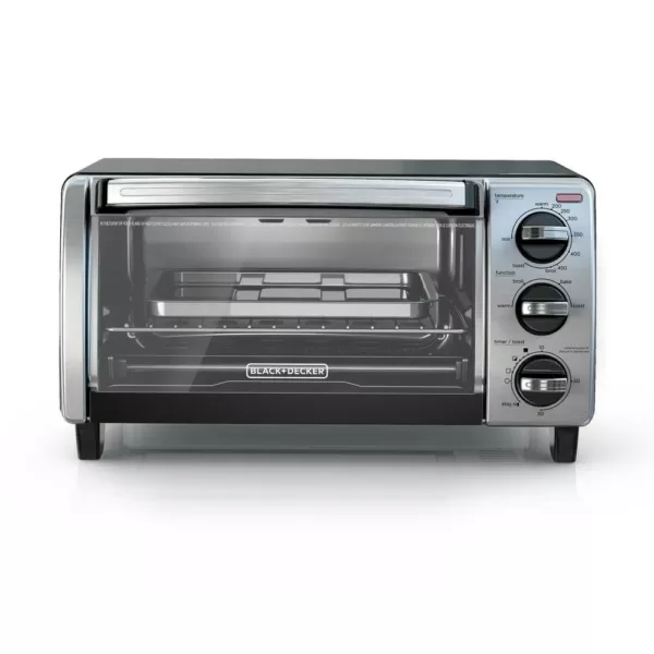 BLACK+DECKER 1150 W 4-Slice Stainless Steel Convection Toaster Oven with Built-In Timer