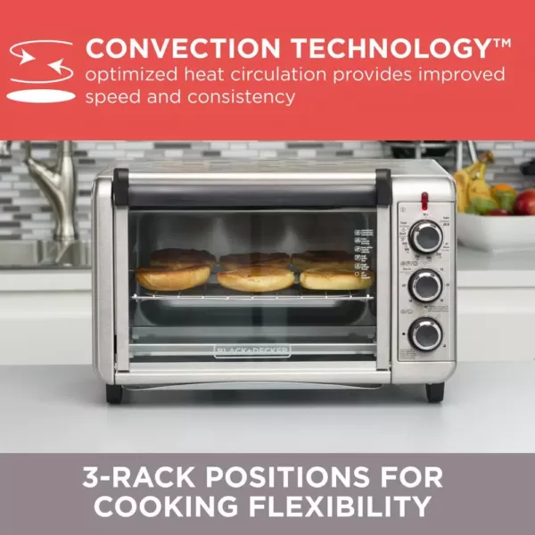 BLACK+DECKER 1500 W 6-Slice Stainless Steel Toaster Oven with Built-In Timer