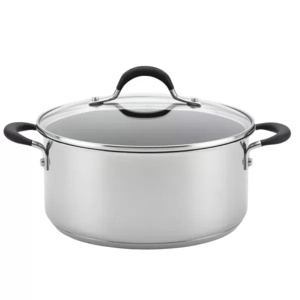 Circulon Momentum 5 qt. Round Stainless Steel Nonstick Dutch Oven with Glass Lid