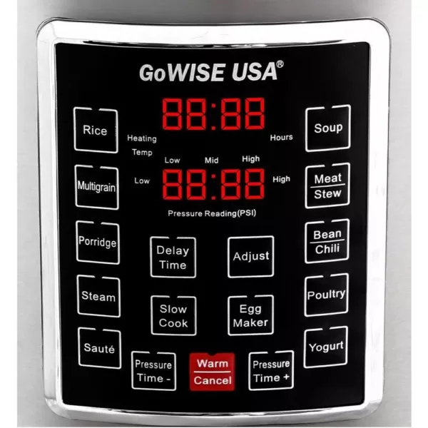 GoWISE USA 8 Qt. Stainless Steel Electric Pressure Cooker with Stainless Steel Pot