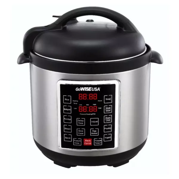 GoWISE USA 8 Qt. Stainless Steel Electric Pressure Cooker with Stainless Steel Pot