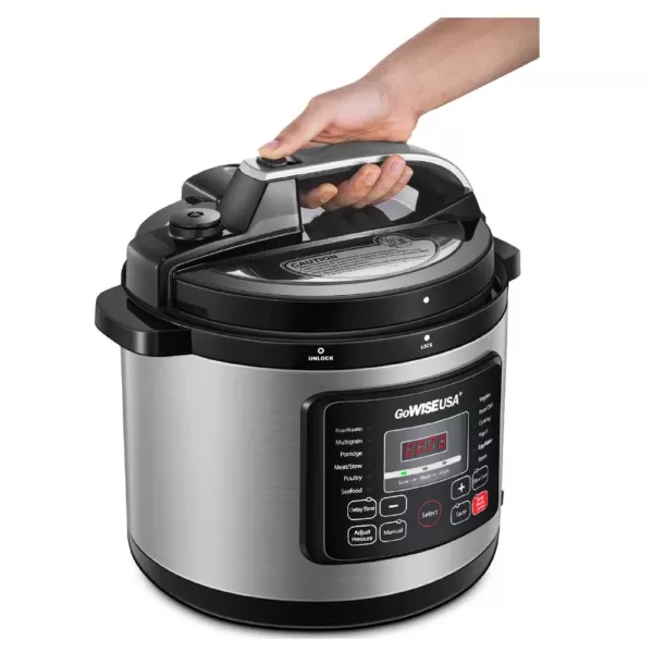 GoWISE USA 6 Qt. Stainless Steel Electric Pressure Cooker with Stainless Steel Pot