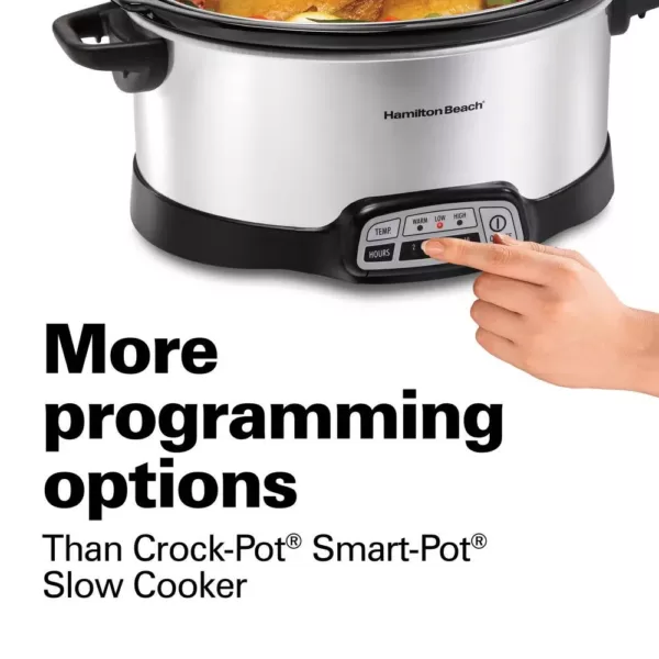 Hamilton Beach Programmable Stay or Go 6 Qt. Stainless Steel Slow Cooker with Bonus Party Dipper