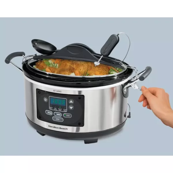 Hamilton Beach Set and Forget 6 Qt. Stainless Steel Programmable Slow Cooker with Temperature Probe