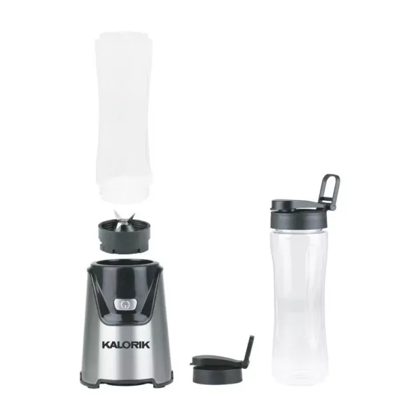 KALORIK Single Speed Stainless Steel Personal Blender with 2-20 oz. Tritan Bottles