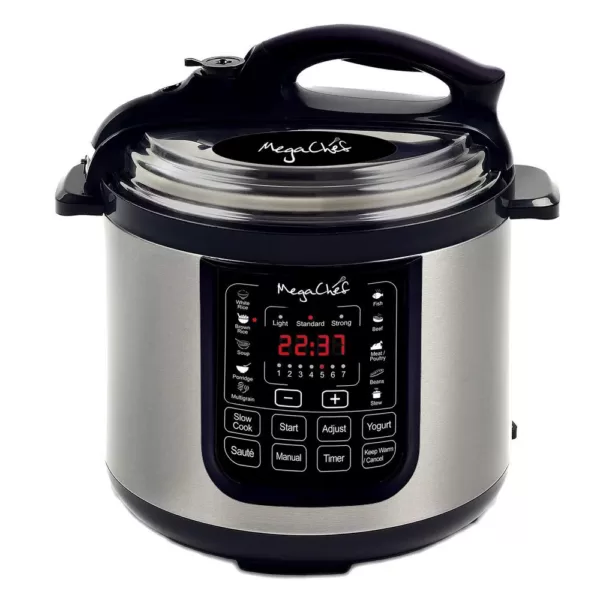 MegaChef 8 Qt. Stainless Steel Electric Pressure Cooker with Stainless Steel Pot