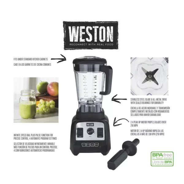 Weston Pro Series 64 oz. 10-Speed Black Blender with 4 Preprogrammed Settings