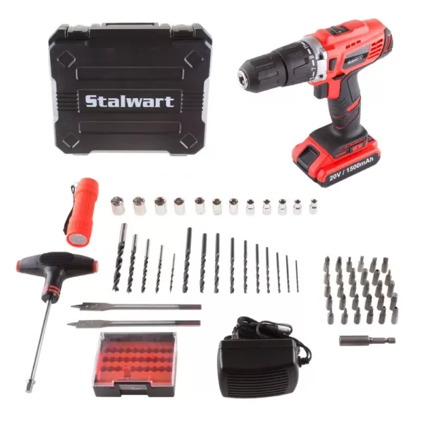 Stalwart 20-Volt Lithium Ion 1/2 in. 2 Speed Hammer Drill Set