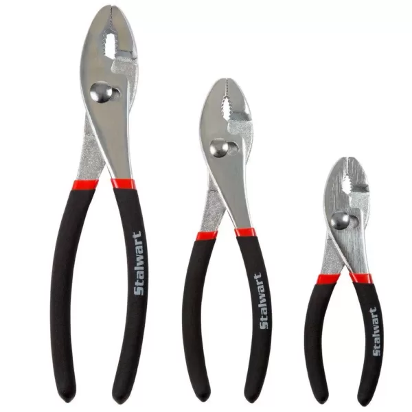 Stalwart 10 in. Utility Slip Joint Plier Set with Storage Pouch (3-Piece)