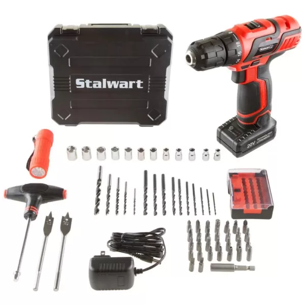 Stalwart 20-Volt Lithium Ion 3/8 in. Cordless Drill Set