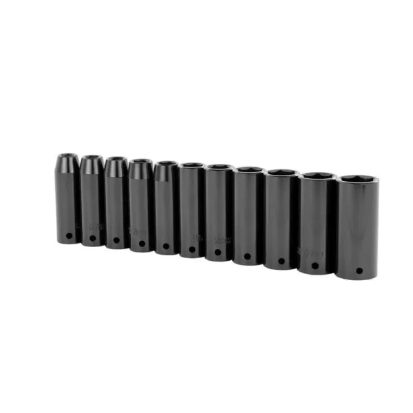 Stanley 1/2 in. Drive Metric Deep Impact Socket Set (11-Piece)