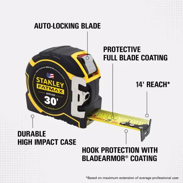 Stanley FATMAX 30 ft. x 1-1/4 in. Auto Lock Tape Measure