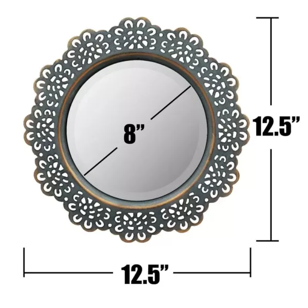 Stonebriar Collection Small Round Blue Casual Mirror (12.5 in. H x 12.5 in. W)