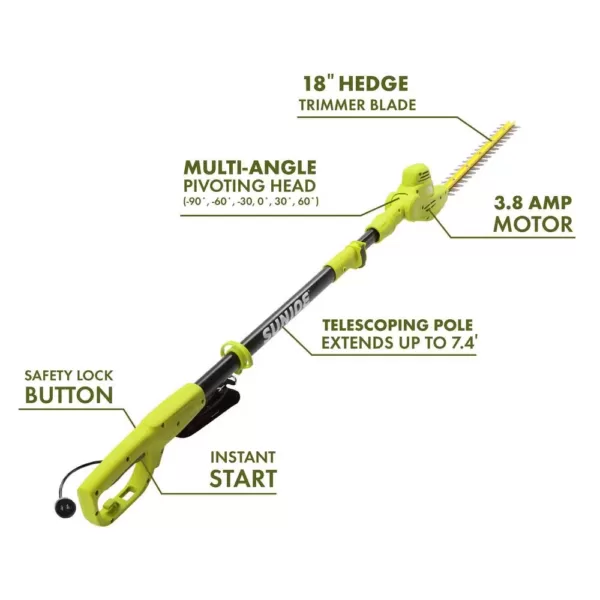 Sun Joe 18 in. Electric Telescoping Pole Hedge Trimmer