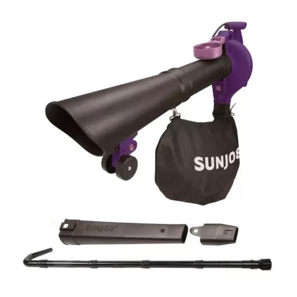 Sun Joe 250 MPH 440 CFM 14 Amp Electric Handheld Blower/Vacuum/Mulcher with Gutter Attachment, Purple