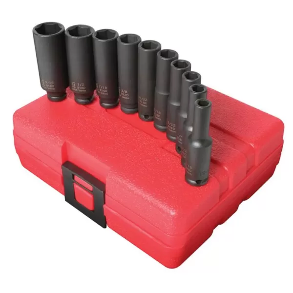 SUNEX TOOLS 1/4 in. Drive Deep SAE Impact Socket Set (10-Piece)