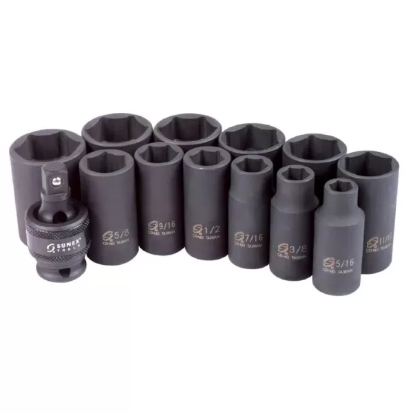 SUNEX TOOLS 3/8 in. Drive SAE Mid Depth Impact Socket Set