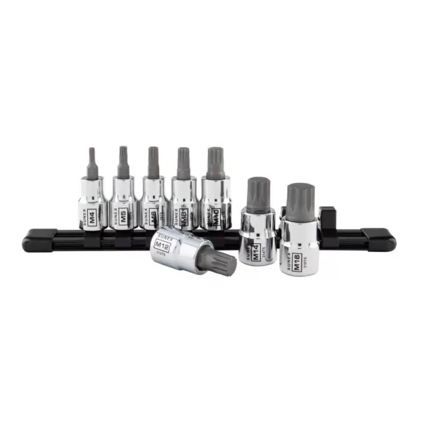 SUNEX TOOLS 3/8 in. Drive Chrome Triple Square Bit Socket Set with Rail (8-Piece)