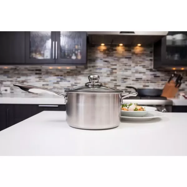 Swiss Diamond Premium Clad 2.6 qt. Stainless Steel Sauce Pan with Glass Lid